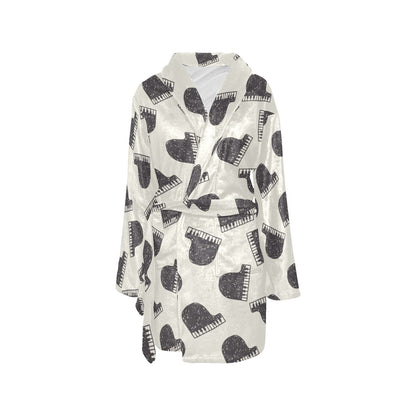 Piano Pattern Print Design 04 Women's Fleece Robe