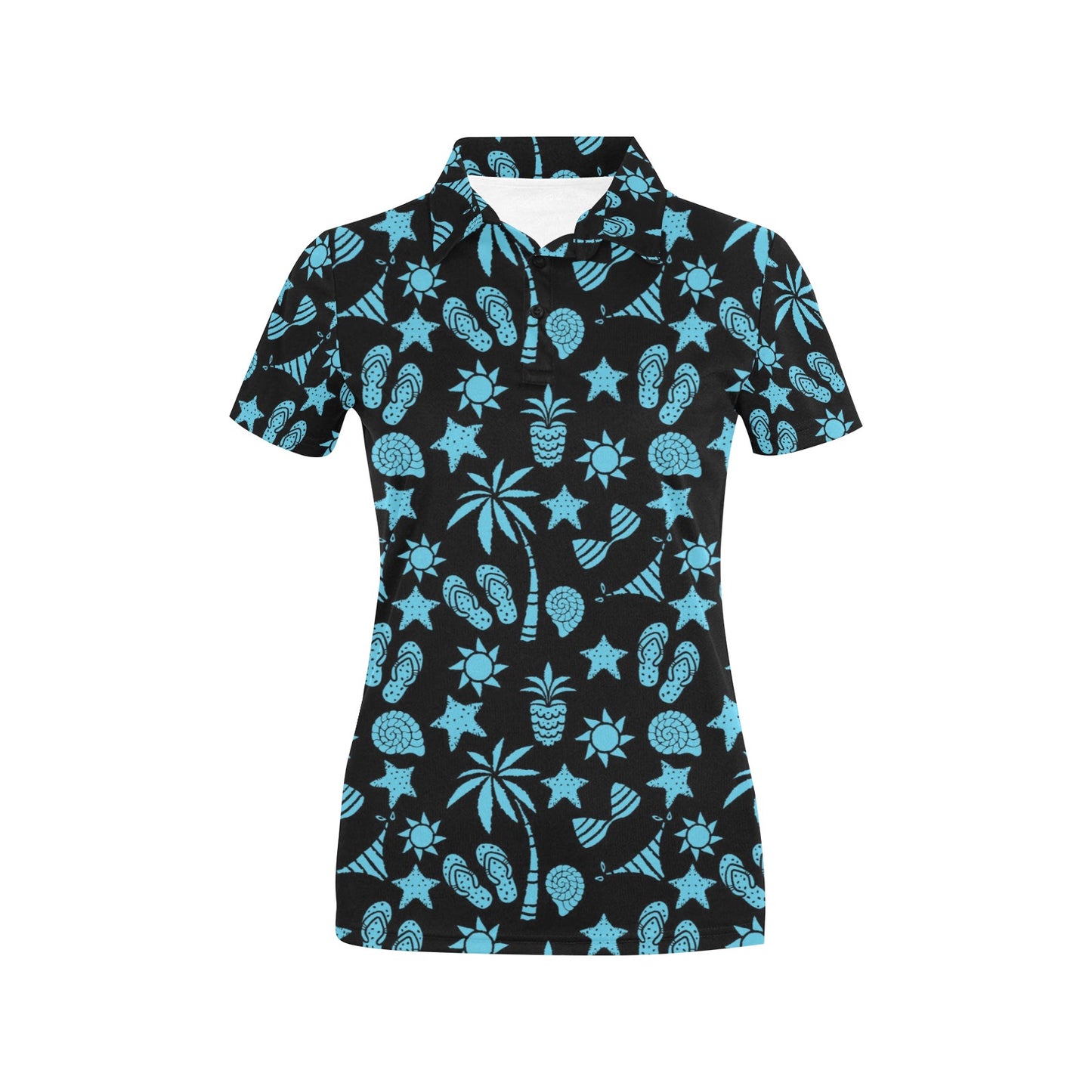 Beach Scene Pattern Print Design 03 Women's Polo Shirt