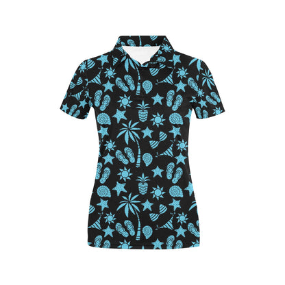 Beach Scene Pattern Print Design 03 Women's Polo Shirt