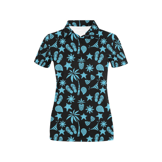 Beach Scene Pattern Print Design 03 Women's Polo Shirt