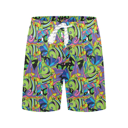 Psychedelic Trippy Mushroom Themed Men's Swim Trunks Beach Shorts