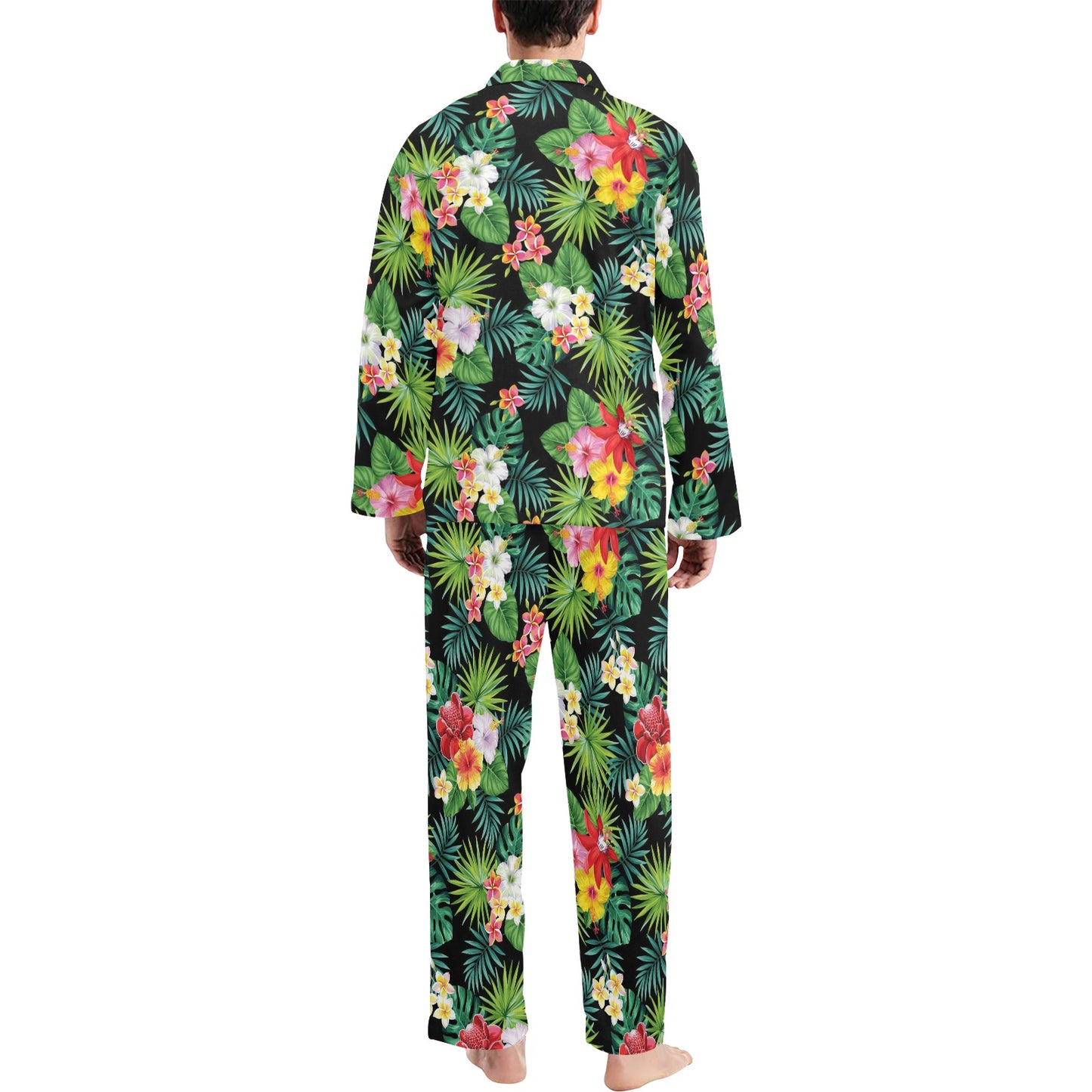 Hibiscus Hawaiian flower tropical Men's Long Pajama Set
