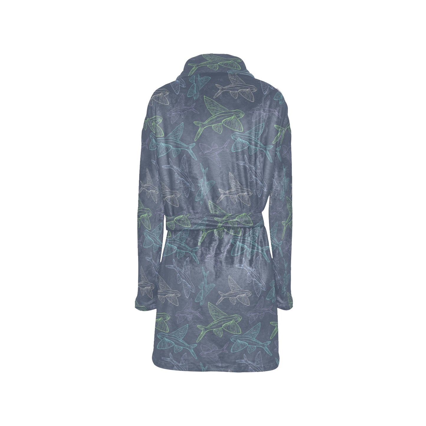 Flying Fish Pattern Print Design 02 Women's Fleece Robe