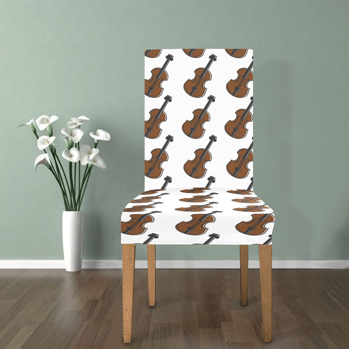 Violin Print Design LKS405 Dining Chair Slipcover