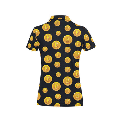Bitcoin Pattern Print Design DO04 Women's Polo Shirt