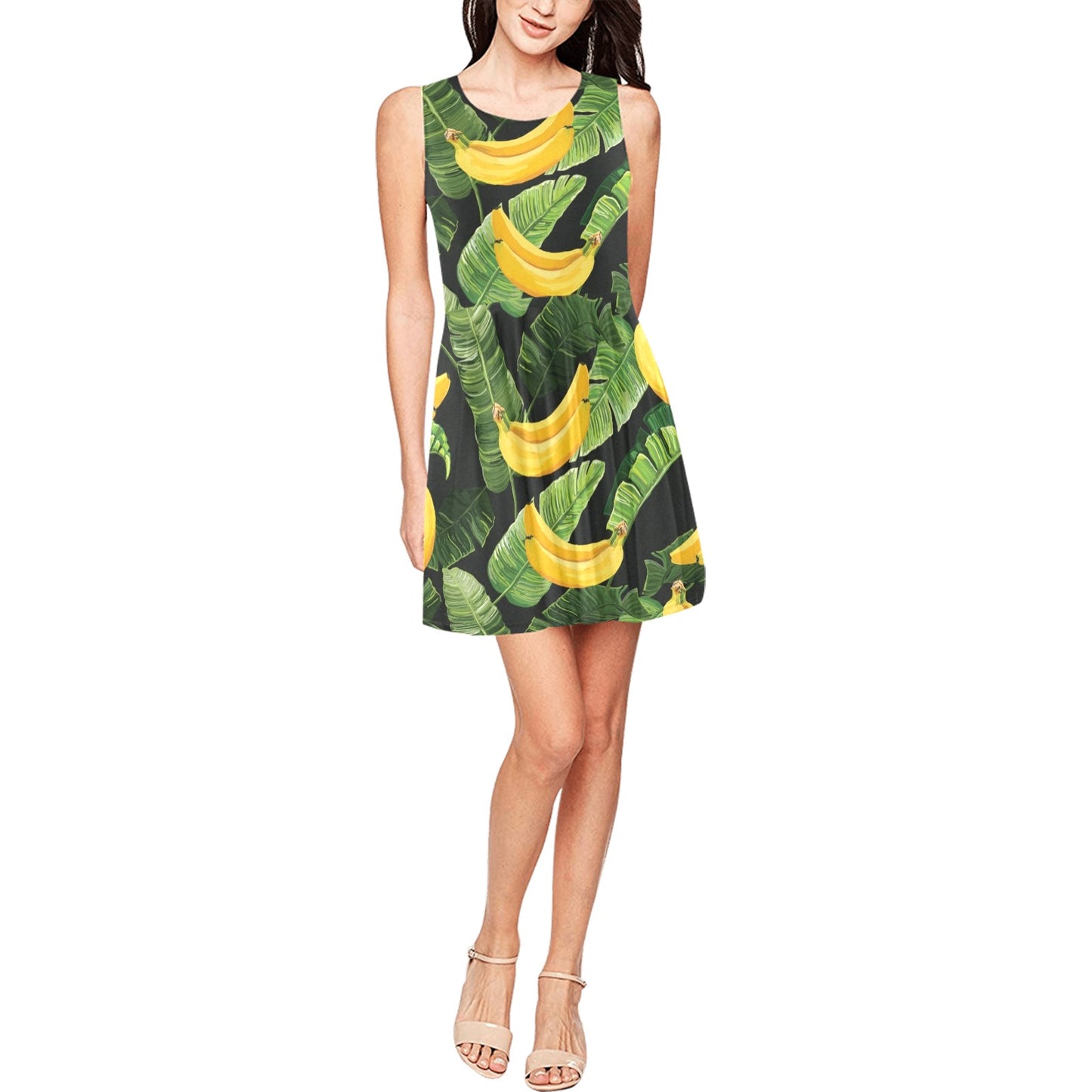 Banana Pattern Print Design BA01 Sleeveless Dress