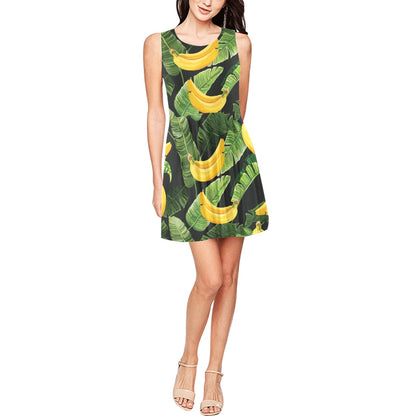 Banana Pattern Print Design BA01 Sleeveless Dress