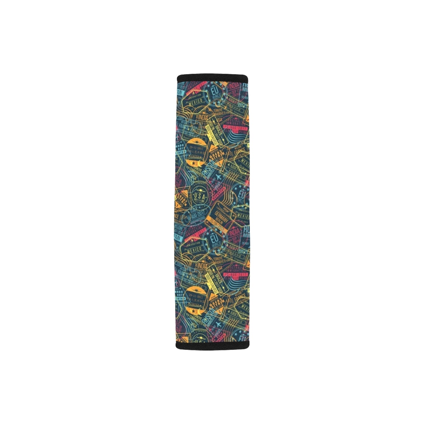 Travel Stamp Colorful Print Design LKS304 Car Seat Belt Cover