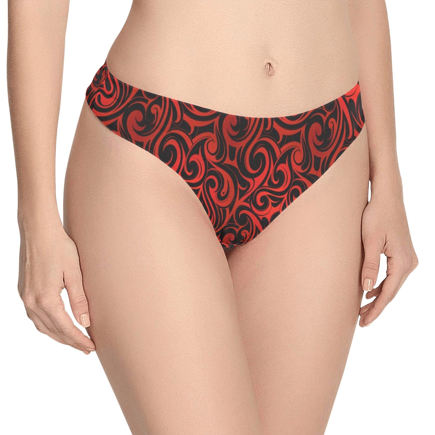 Maori Red Black Themed Design Women's Thongs