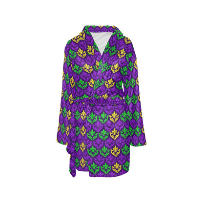 Mardi Gras Pattern Print Design 02 Women's Fleece Robe