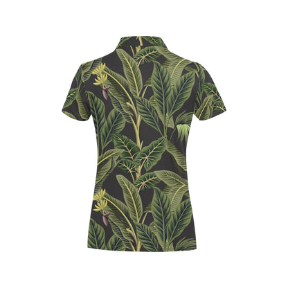 Banana Leaf Pattern Print Design BL04 Women's Polo Shirt