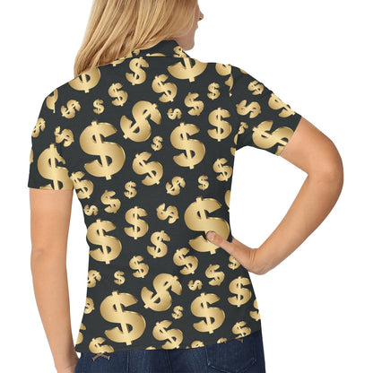 Dollar Pattern Print Design DO04 Women's Polo Shirt