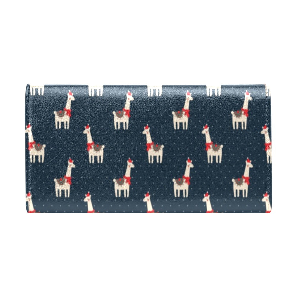 Llama with Polka Dot Themed Print Women's Trifold Wallet