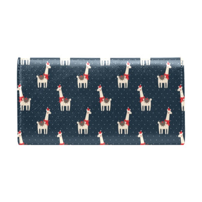 Llama with Polka Dot Themed Print Women's Trifold Wallet