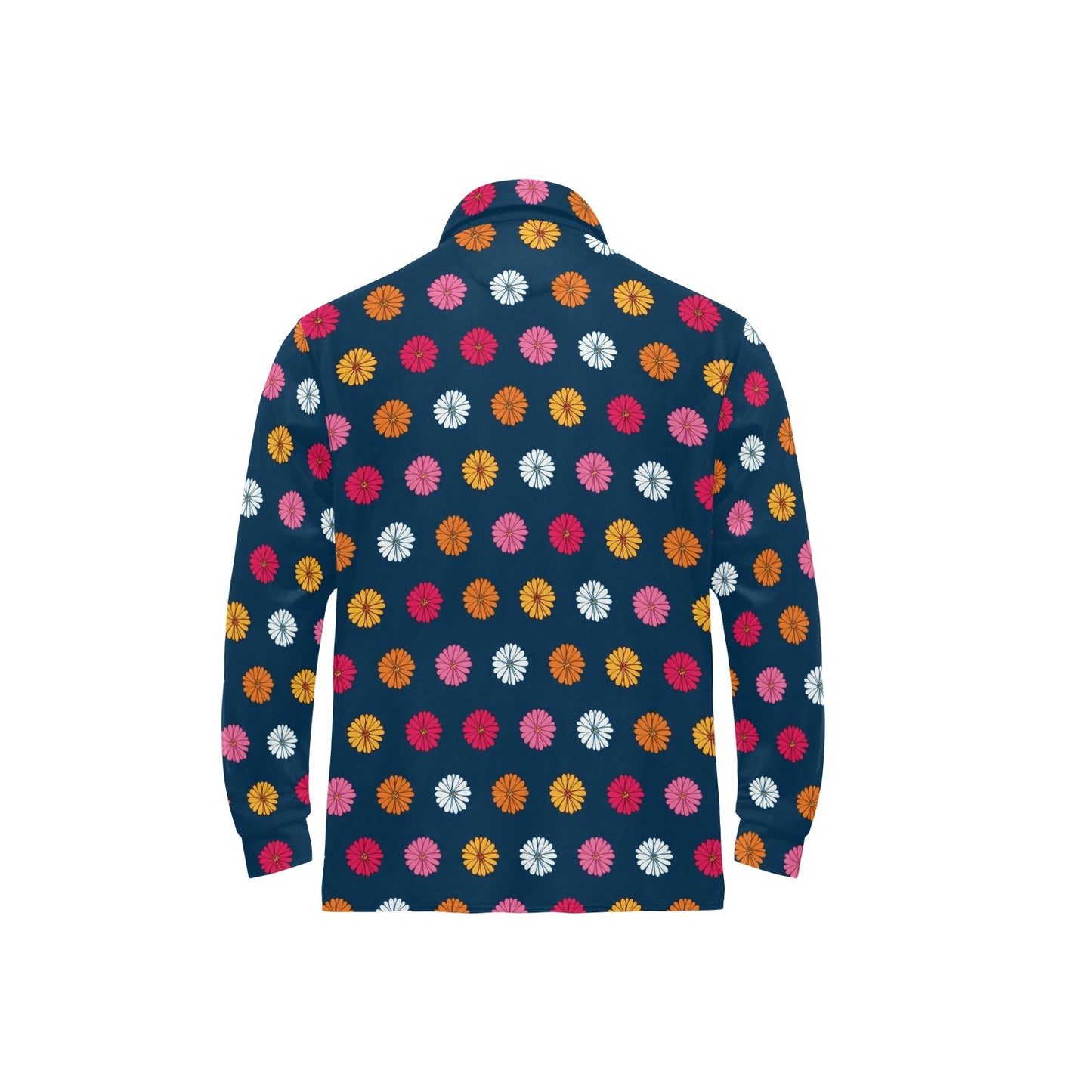 Gerberas Pattern Print Design GB06 Long Sleeve Polo Shirt For Men's