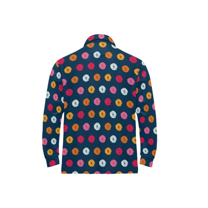 Gerberas Pattern Print Design GB06 Long Sleeve Polo Shirt For Men's
