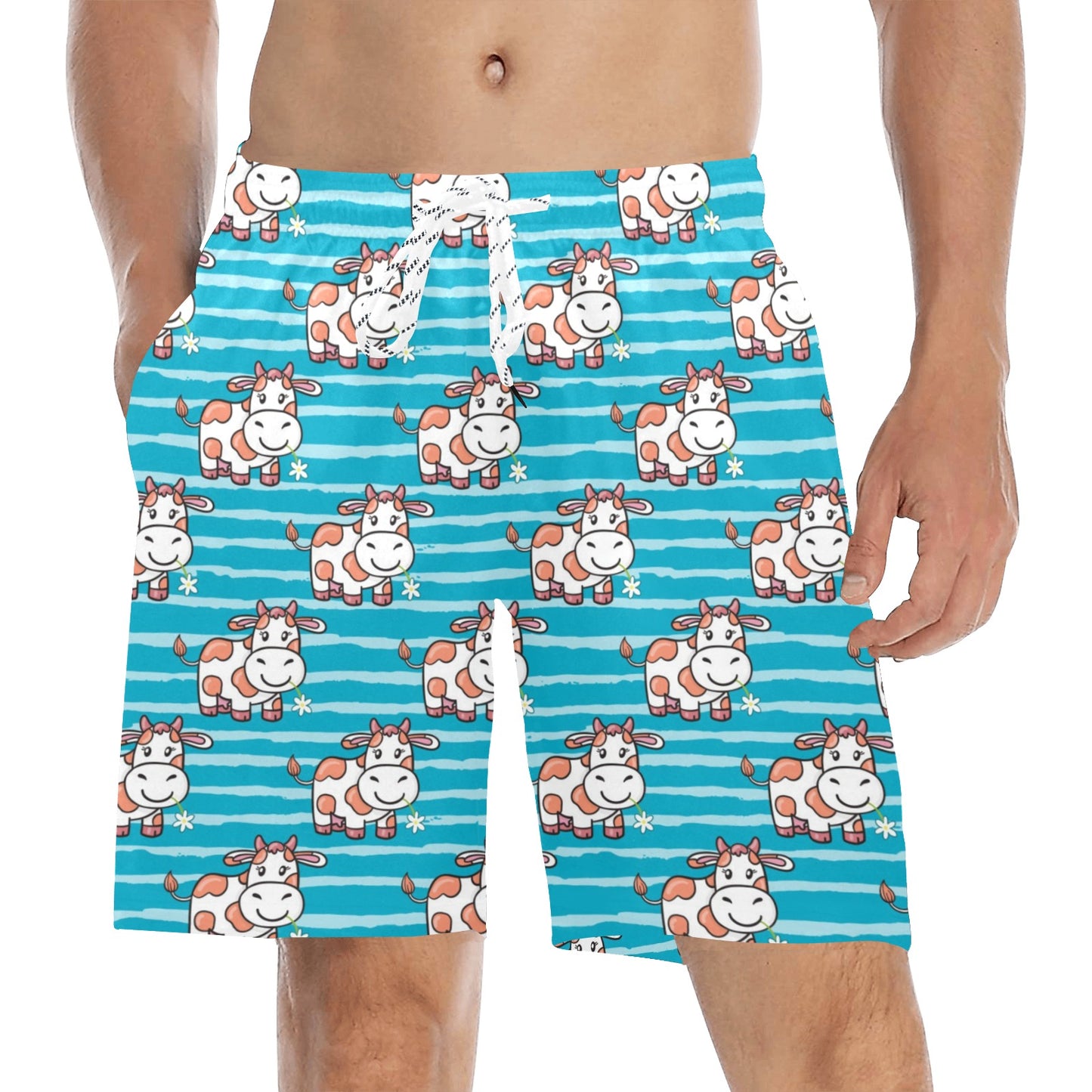 Cow Cute Print Pattern Men's Swim Trunks Beach Shorts