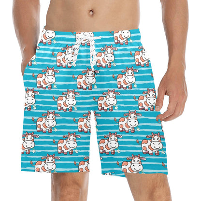 Cow Cute Print Pattern Men's Swim Trunks Beach Shorts