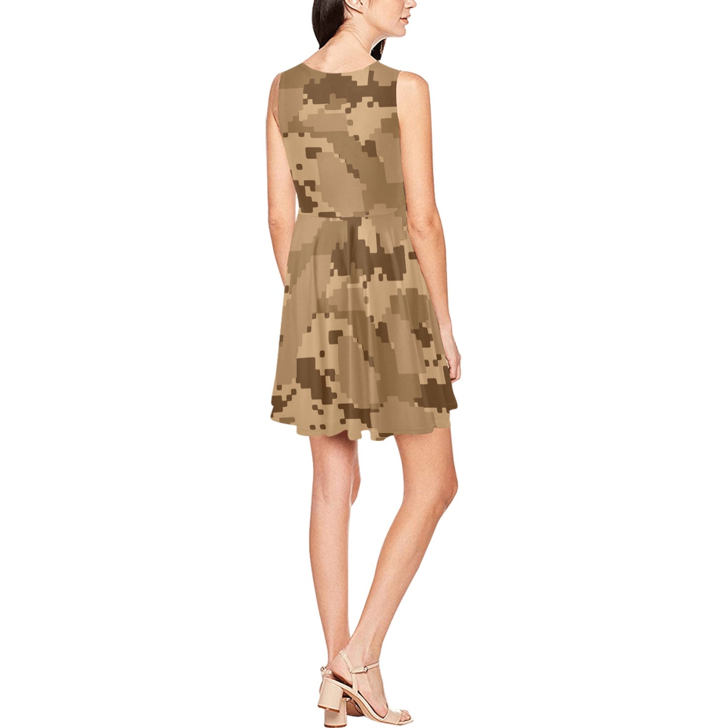ACU Desert Digital Pattern Print Design 01 Sleeveless Dress