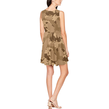 ACU Desert Digital Pattern Print Design 01 Sleeveless Dress