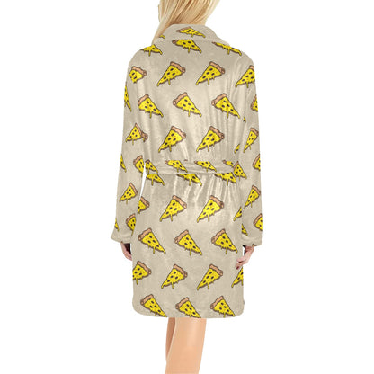 Pizza Pattern Print Design A04 Women's Fleece Robe