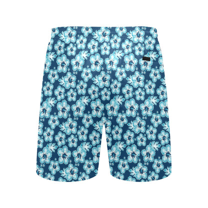 Hibiscus Flower Hawaiian Themed Men's Swim Trunks Beach Shorts