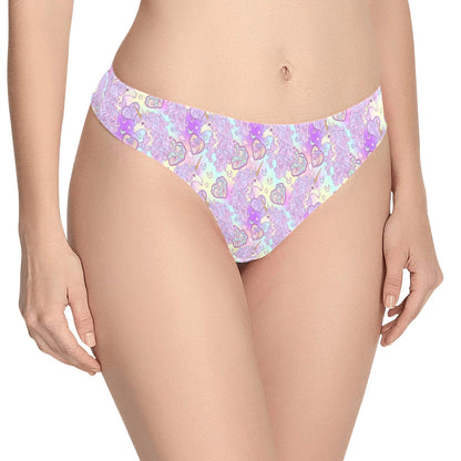 Unicorn Rainbow Star Heart Print Women's Thongs