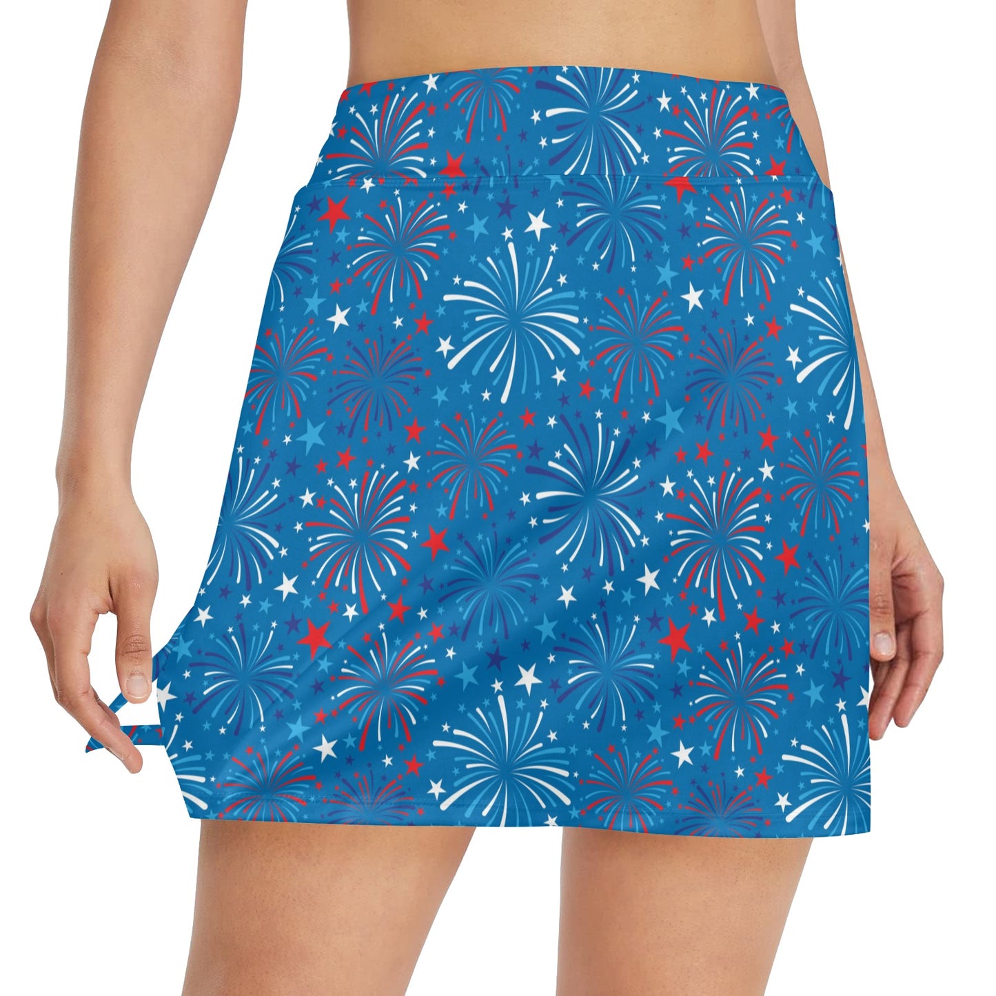 Firework Celebration Print Design LKS304 17" Golf & Pickleball Skort with Pockets