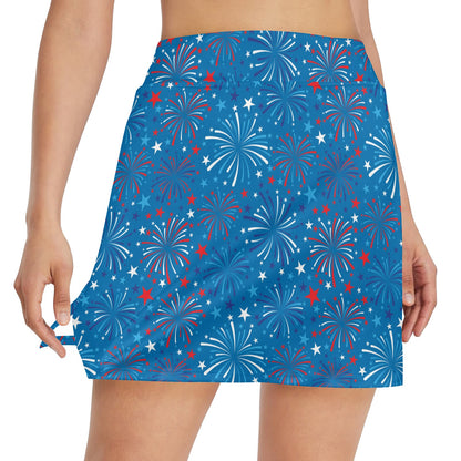 Firework Celebration Print Design LKS304 17" Golf & Pickleball Skort with Pockets