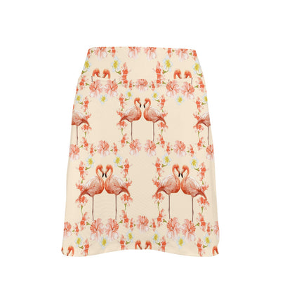 Flamingo Hibiscus Print Pattern 17" Golf & Pickleball Skort with Pockets