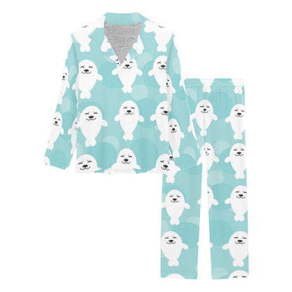 Sea Lion Baby Pattern Print Design 01 Women's Long Pajama Set
