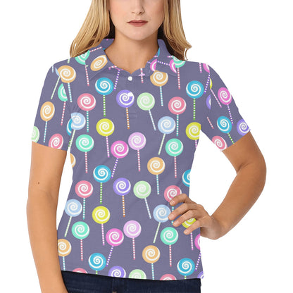 Lollipop Pattern Print Design LL03 Women's Polo Shirt