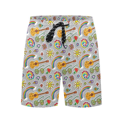 Hippie Print Design LKS306 Men's Swim Trunks Beach Shorts