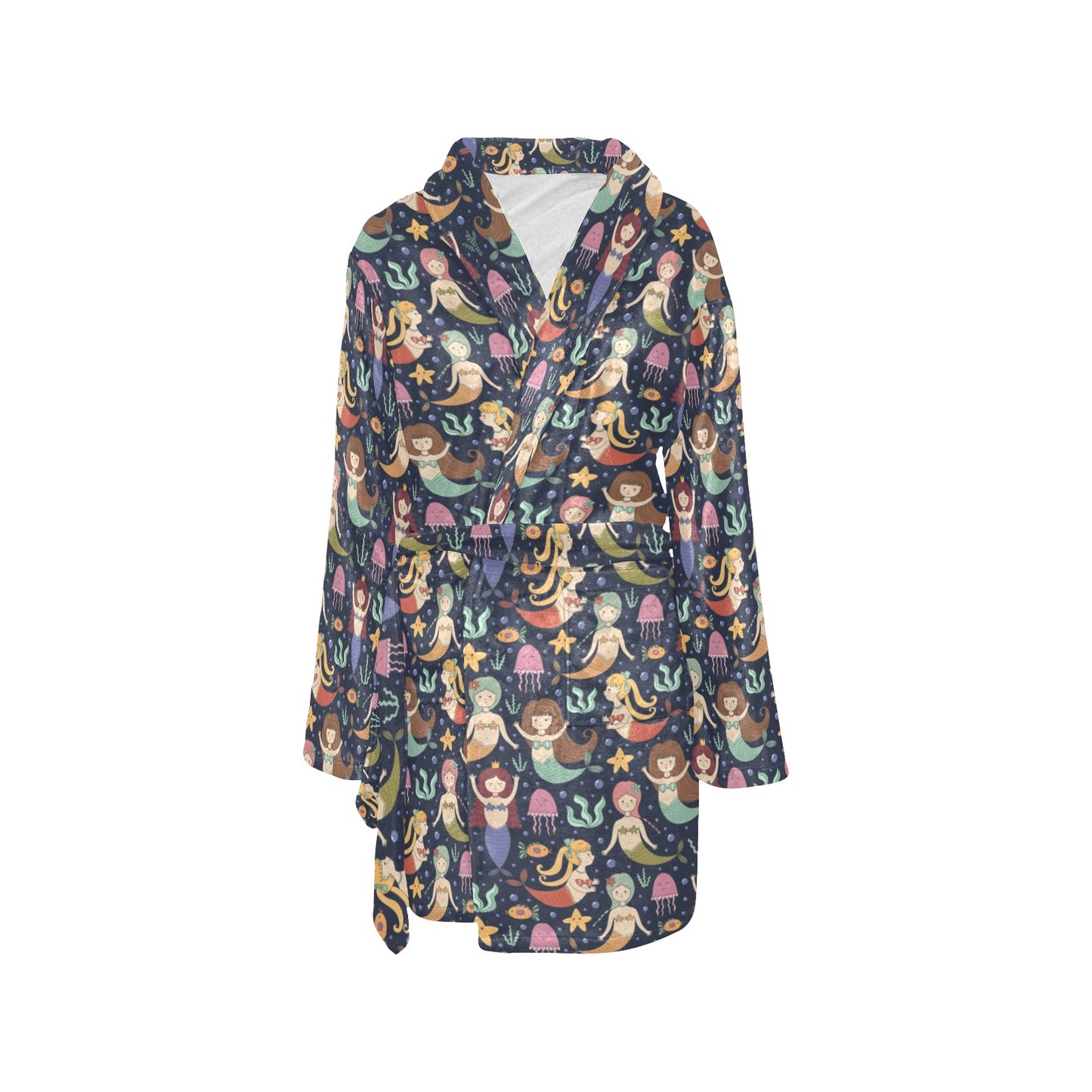Mermaid Cartoon Pattern Print Design 03 Women's Fleece Robe