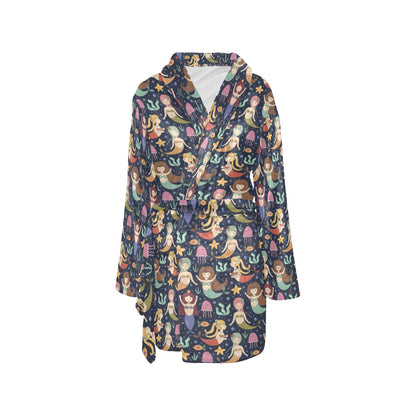 Mermaid Cartoon Pattern Print Design 03 Women's Fleece Robe
