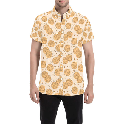 Waffle Print Design LKS303 Men Short Sleeve Button Up Shirt