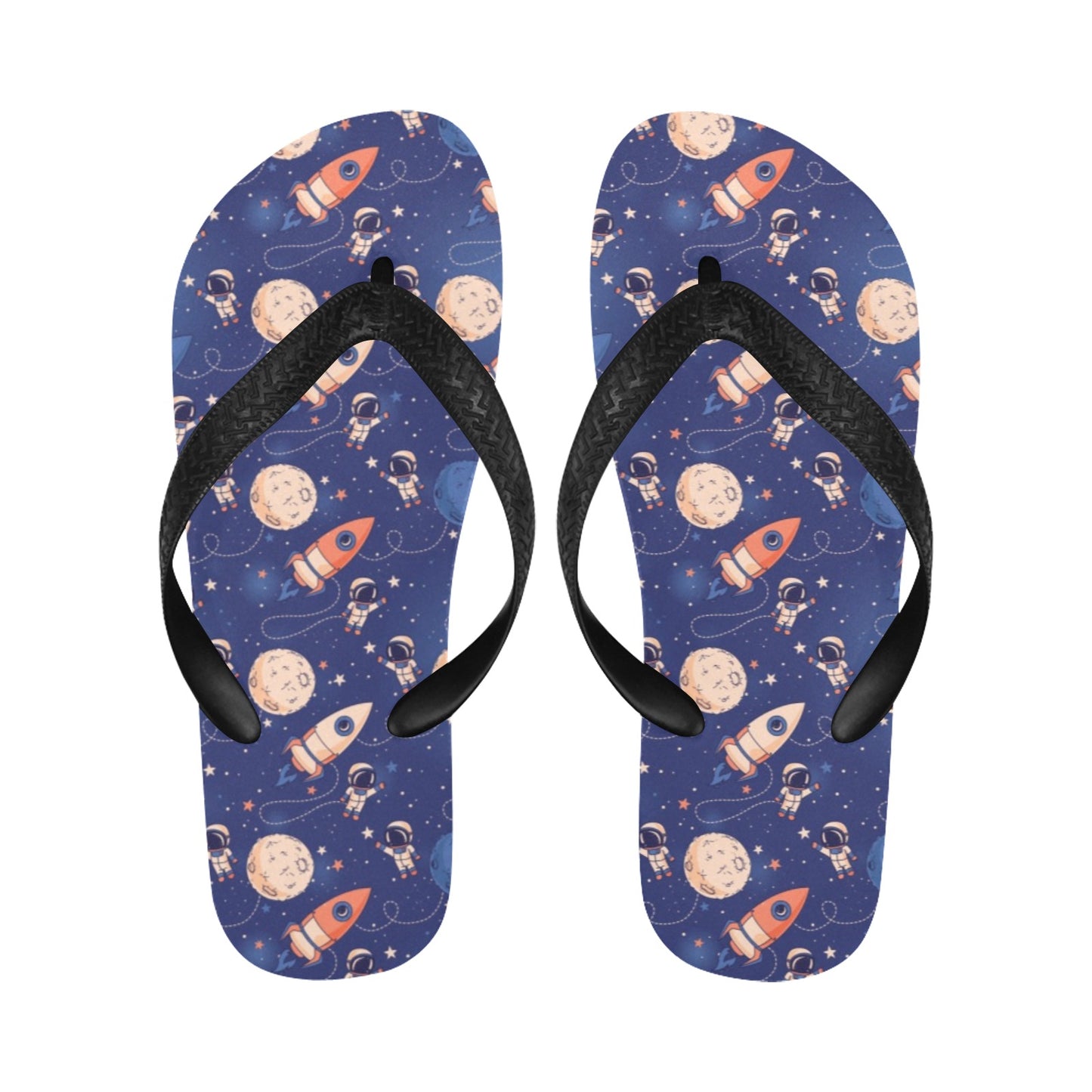 Space Astronaut Rocket Print Design LKS304 Flip Flops