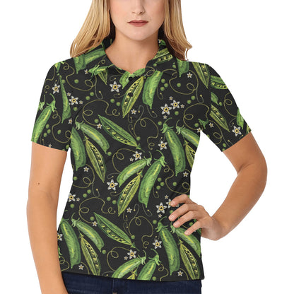 Peas Pattern Print Design A02 Women's Polo Shirt