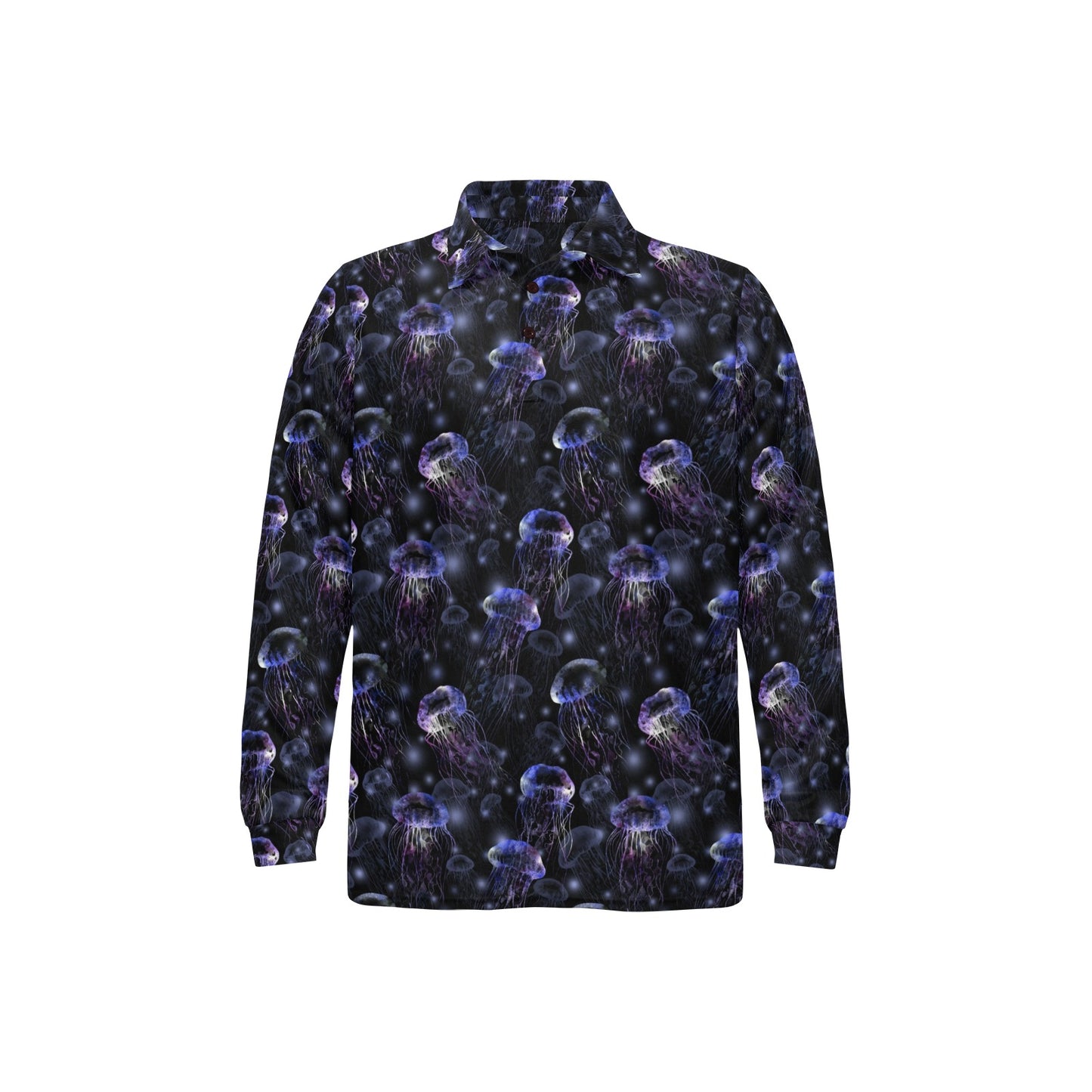 Jellyfish Themed Long Sleeve Polo Shirt For Men's