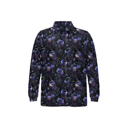 Jellyfish Themed Long Sleeve Polo Shirt For Men's