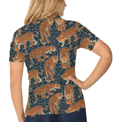 Jaguar Pattern Print Design 04 Women's Polo Shirt