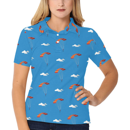 Skydiving Pattern Print Design 02 Women's Polo Shirt