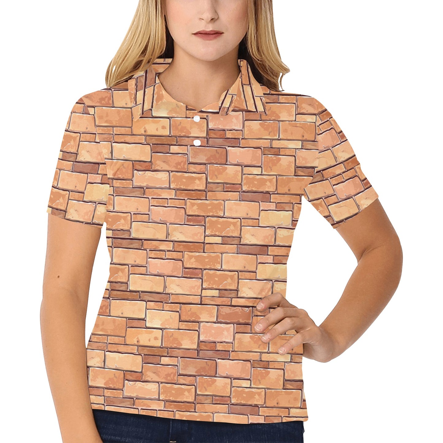 Brick Pattern Print Design 01 Women's Polo Shirt