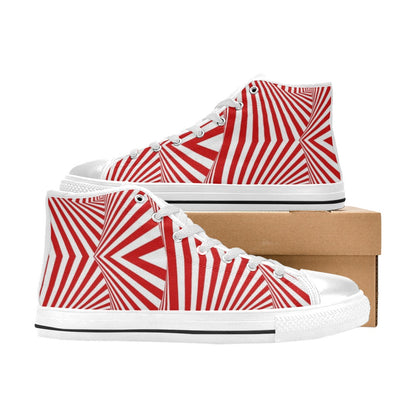 Vortex Print Design LKS304 Men's High Top Canvas Shoes