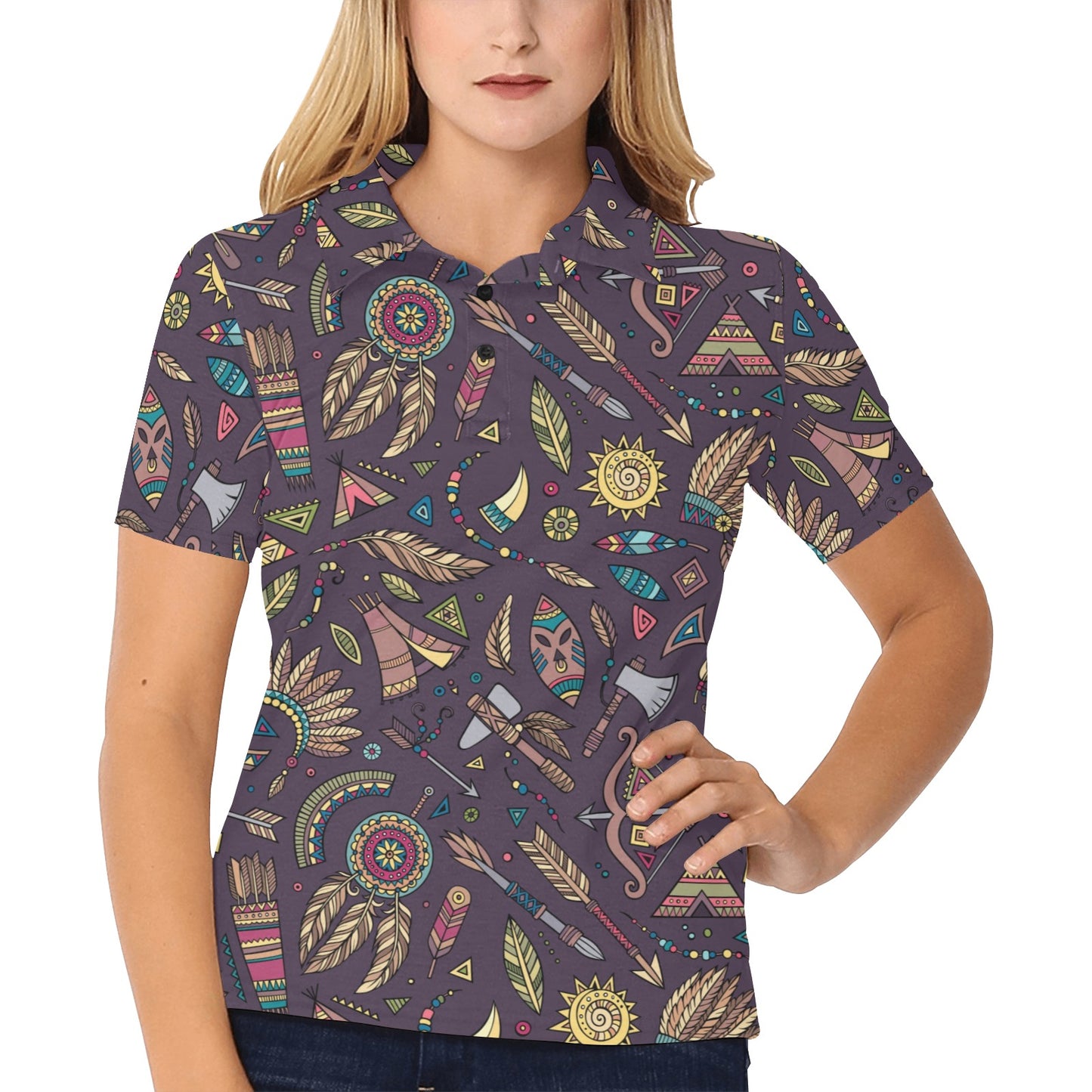 Tribal native american Aztec Women's Polo Shirt