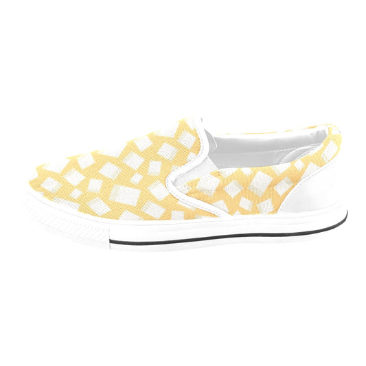 Tofu Print Design LKS302 White Slip Ons Canvas Women's Shoes