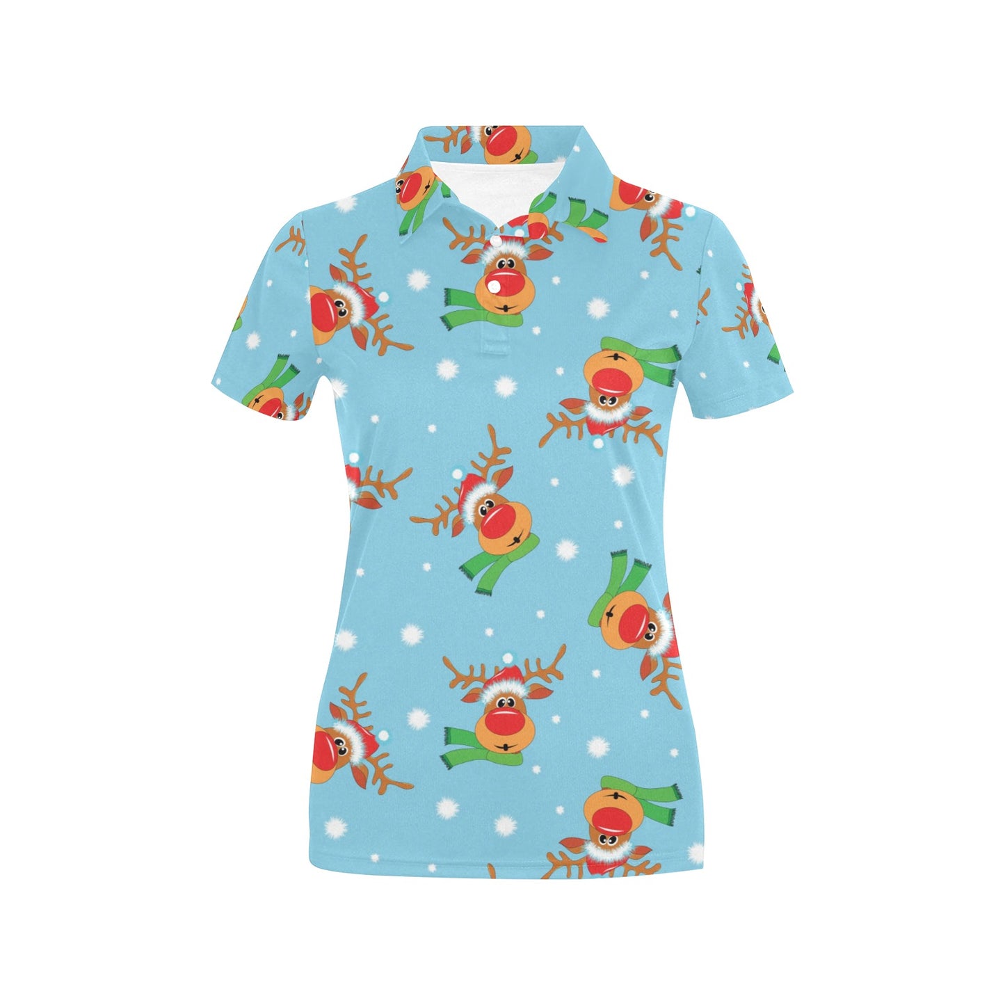 Reindeer cute Pattern Print Design 02 Women's Polo Shirt