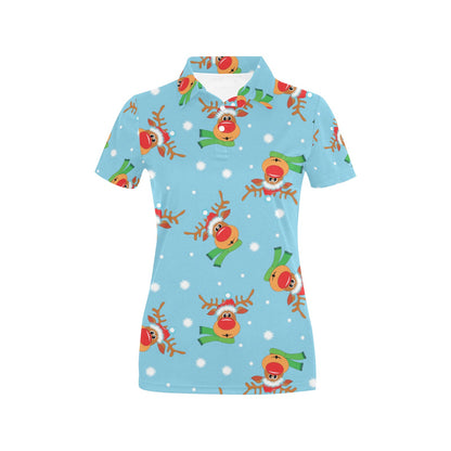 Reindeer cute Pattern Print Design 02 Women's Polo Shirt