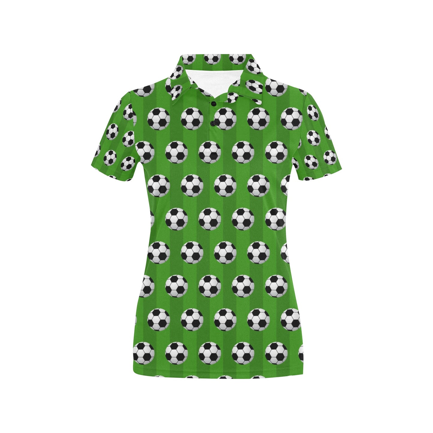 Soccer Ball Green Backgrpund Print Women's Polo Shirt