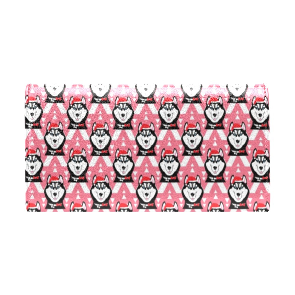 Siberian Huskies Christmas Themed Print Design LKS302 Women's Trifold Wallet